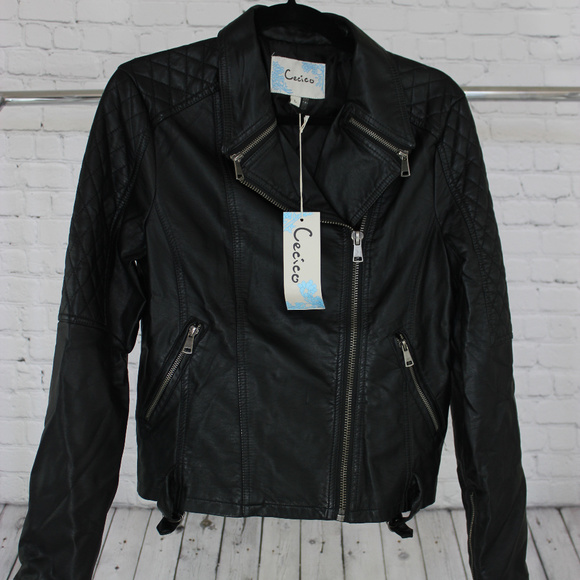 Cecico Jackets & Blazers - CECICO Black Faux Leather Bomber Jacket